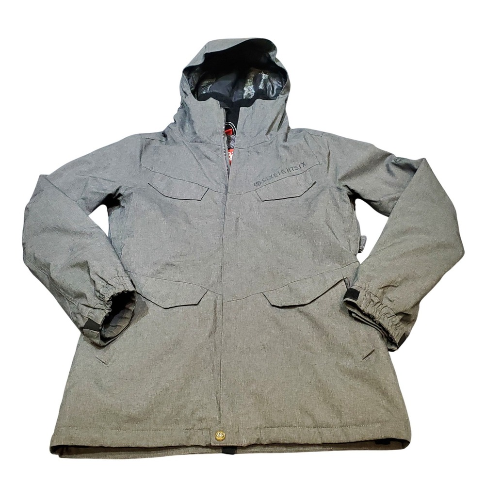 686 SixEightSix Women L Gray infiDRY Snowboard Jacket 10K Waterproof Thermal 8